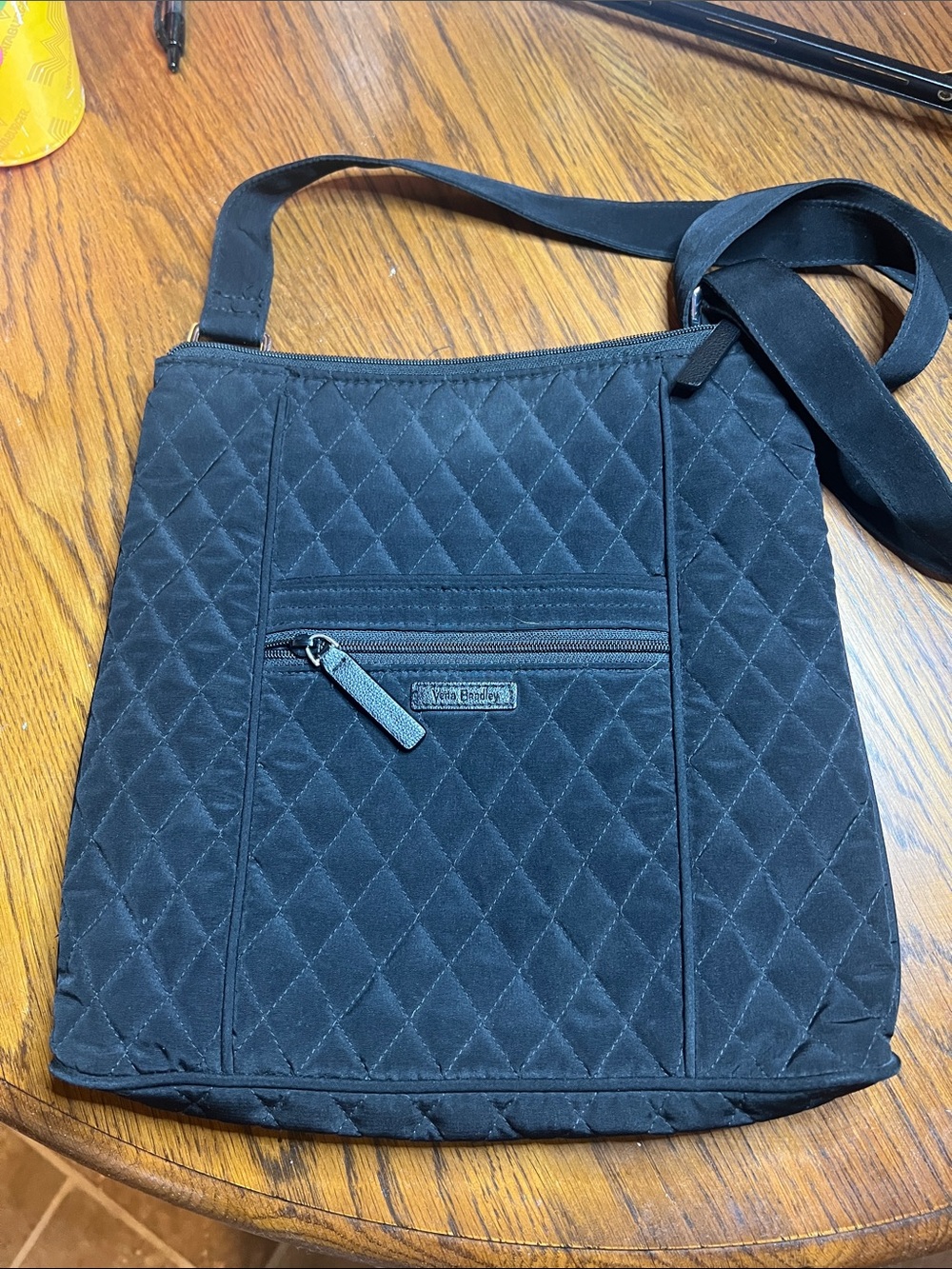 Vera Bradley Black Quilted Zip-Top Crossbody Bag